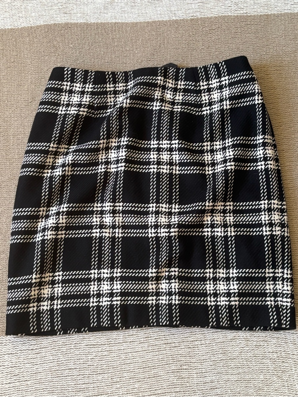 Talbots Black and White Plaid Pencil Skirt